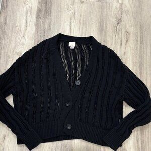 a new day Black Button-Up Cardigan KNITTED SIZE MEDIUM